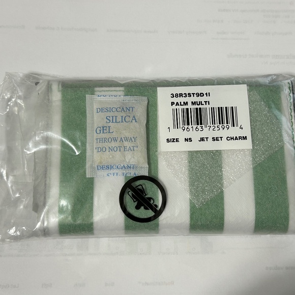 MICHAEL KORS Jet Set "Charm" Striped Card Case/Wallet "Palm" NWT - Picture 4 of 4